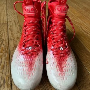 Under Armour Red and White Football Cleats